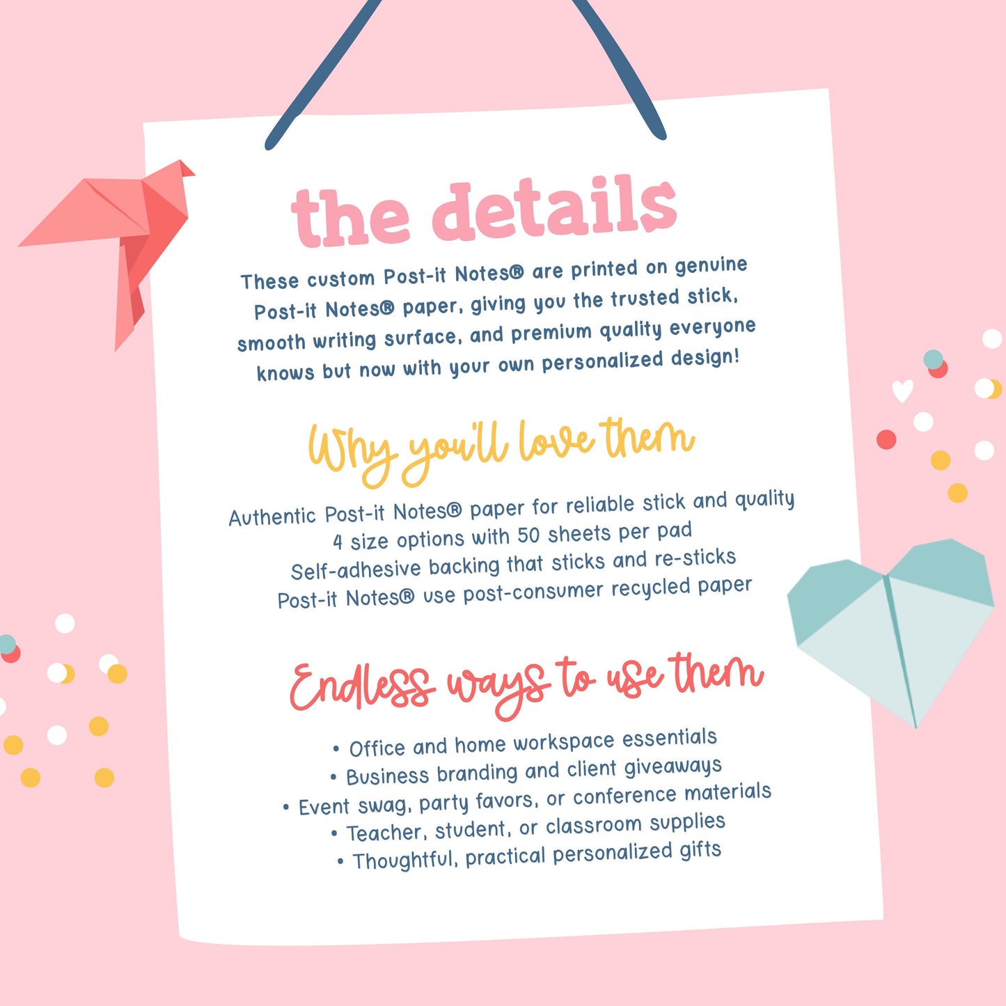 Pastels and Paper Post-It Notes